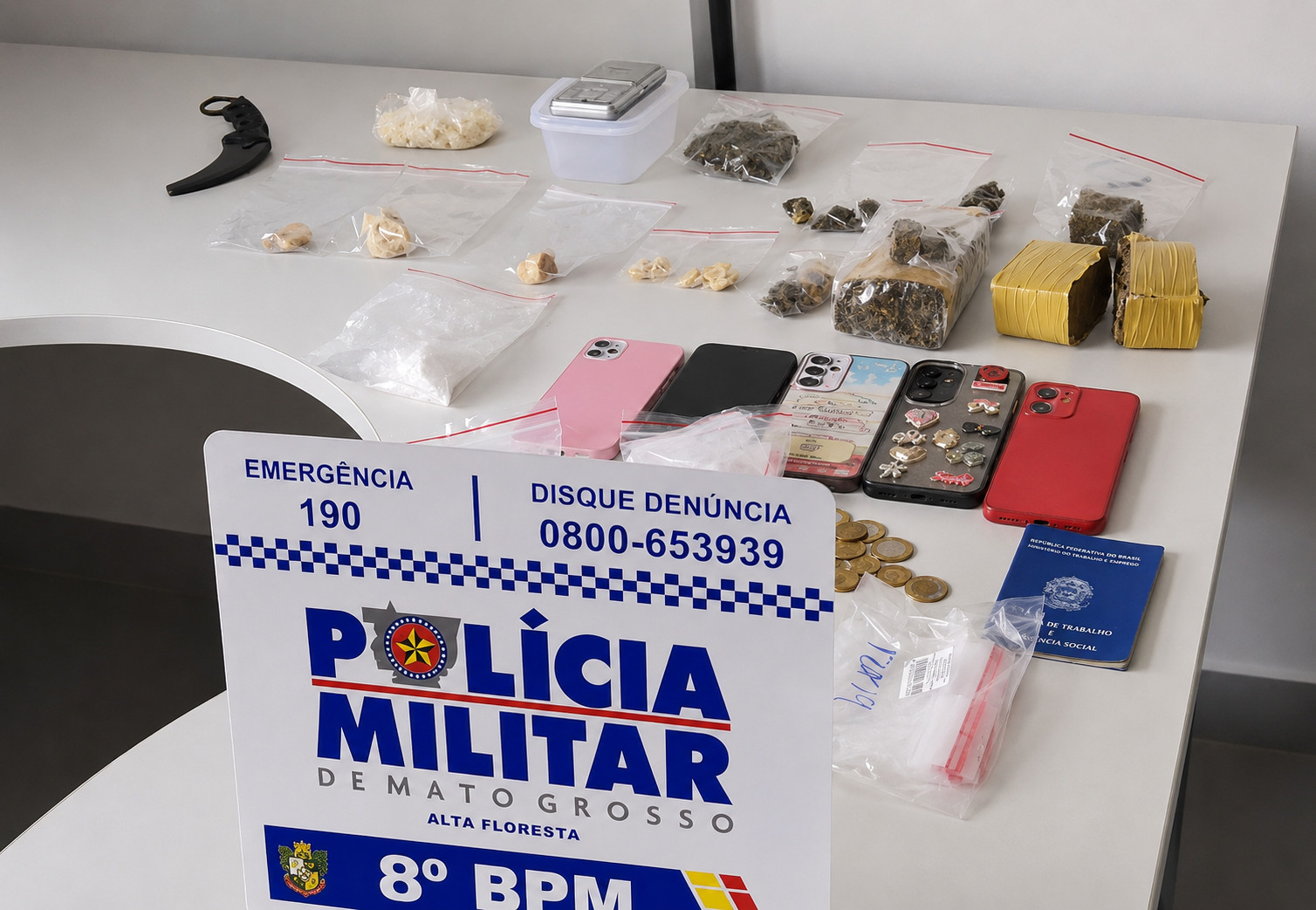 Polícia Militar apreende entorpecentes e encaminha cinco envolvidos por tráfico à delegacia em Alta Floresta