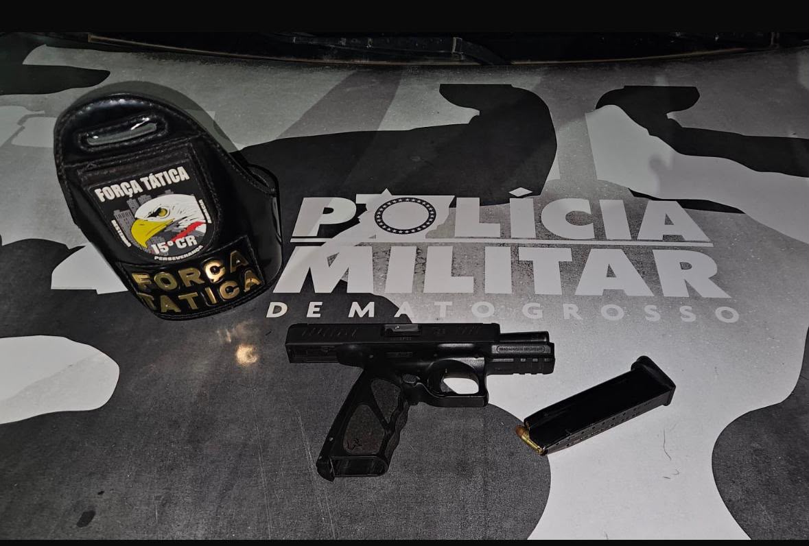 Força Tática prende dois suspeitos e apreende pistola 9mm durante patrulhamento em Peixoto de Azevedo
